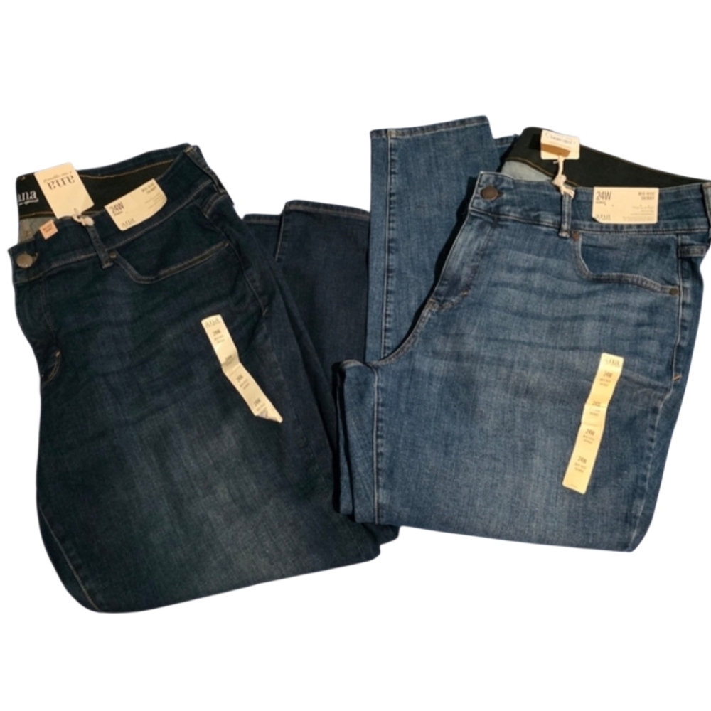a.n.a Women's Mid Rise Skinny Jeans in Dark and Medium Blue Sz 24w Set Of 2